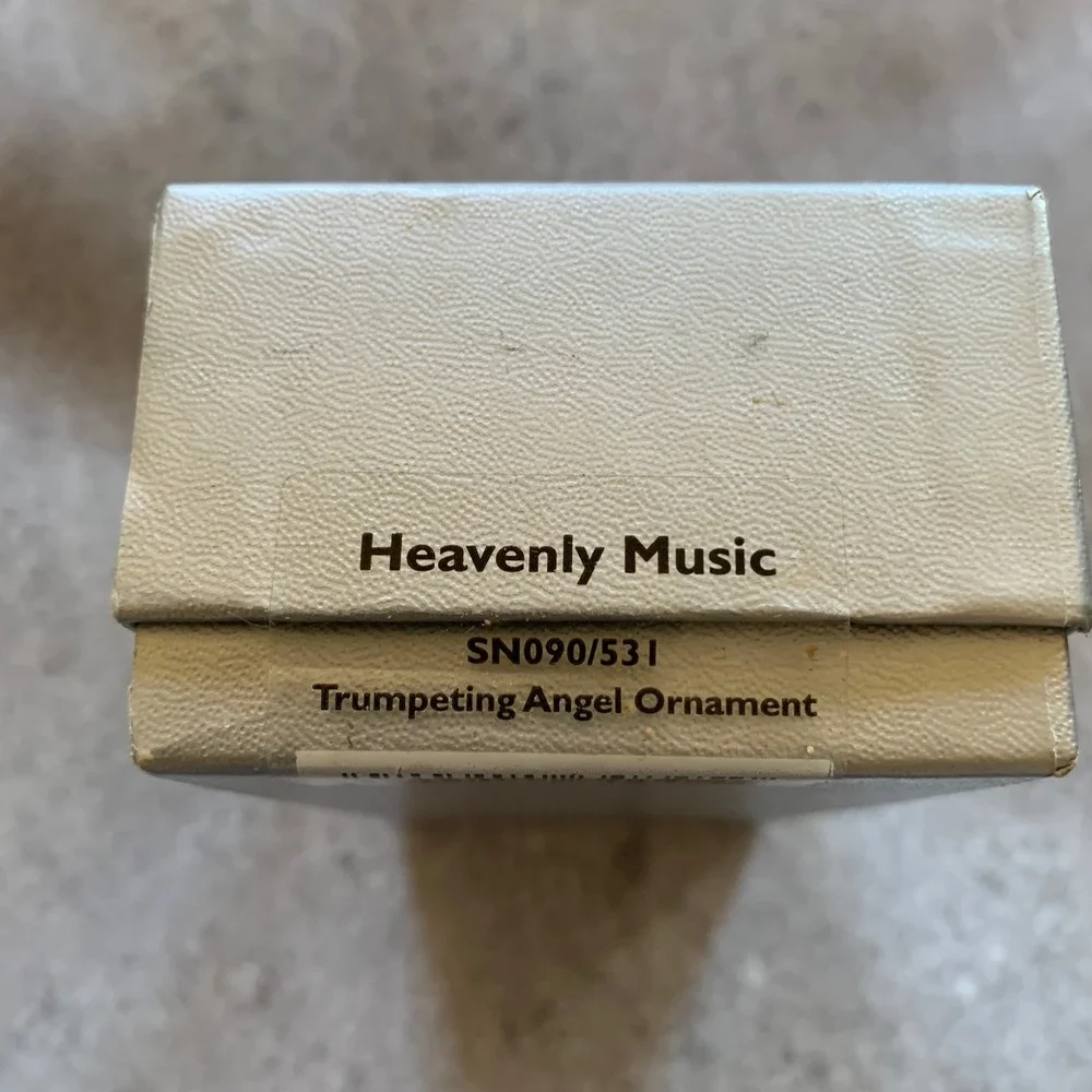 Mikasa Heavenly Music Trumpeting Angel Ornament Set of 3 Crystal with Gold Chain